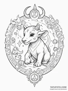 Tattoo design a cartoon version of the zodiac... - эскиз тату (№1755221022_0, 15.08.2025 01:23) — Tatufoto.com