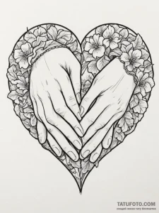 Tattoo design a heart made of two hands gentl... - эскиз тату (№1755222811_0, 15.08.2025 01:53) — Tatufoto.com