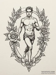 Tattoo sketch a strong, athletic figure in a... - эскиз тату (№1755269058_0, 15.08.2025 14:44) — Tatufoto.com