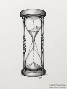 Tattoo sketch a hourglass, half-filled, repre... - эскиз тату (№1755269663_0, 15.08.2025 14:54) — Tatufoto.com