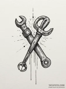 Tattoo sketch: a celestial blacksmith's tools... - эскиз тату (№1755270677_0, 15.08.2025 15:11) — Tatufoto.com