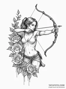 Tattoo sketch a sagittarius archer, with a dr... - эскиз тату (№1755271076_0, 15.08.2025 15:17) — Tatufoto.com