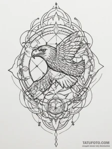 An eagle fighting a snake, tattoo drawing out... - эскиз тату (№1755273644_0, 15.08.2025 16:00) — Tatufoto.com