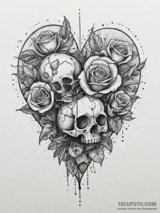 Tattoo sketch a deconstructed heart, showing... - эскиз тату (№1755276439_0, 15.08.2025 16:47) — Tatufoto.com