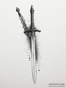 Sword, artistic tattoo sketch, dotwork tattoo... - эскиз тату (№1755277245_0, 15.08.2025 17:00) — Tatufoto.com