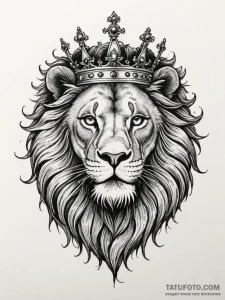 Tattoo sketch a regal leo lion, with a flowin... - эскиз тату (№1755277654_0, 15.08.2025 17:07) — Tatufoto.com