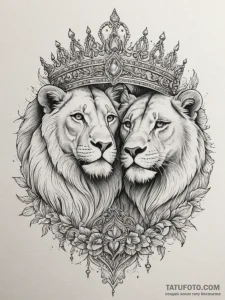 Tattoo design a pair of lion's or lioness's h... - эскиз тату (№1755277850_0, 15.08.2025 17:10) — Tatufoto.com