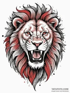 Tattoo sketch a lion roaring after a successf... - эскиз тату (№1755279255_0, 15.08.2025 17:34) — Tatufoto.com