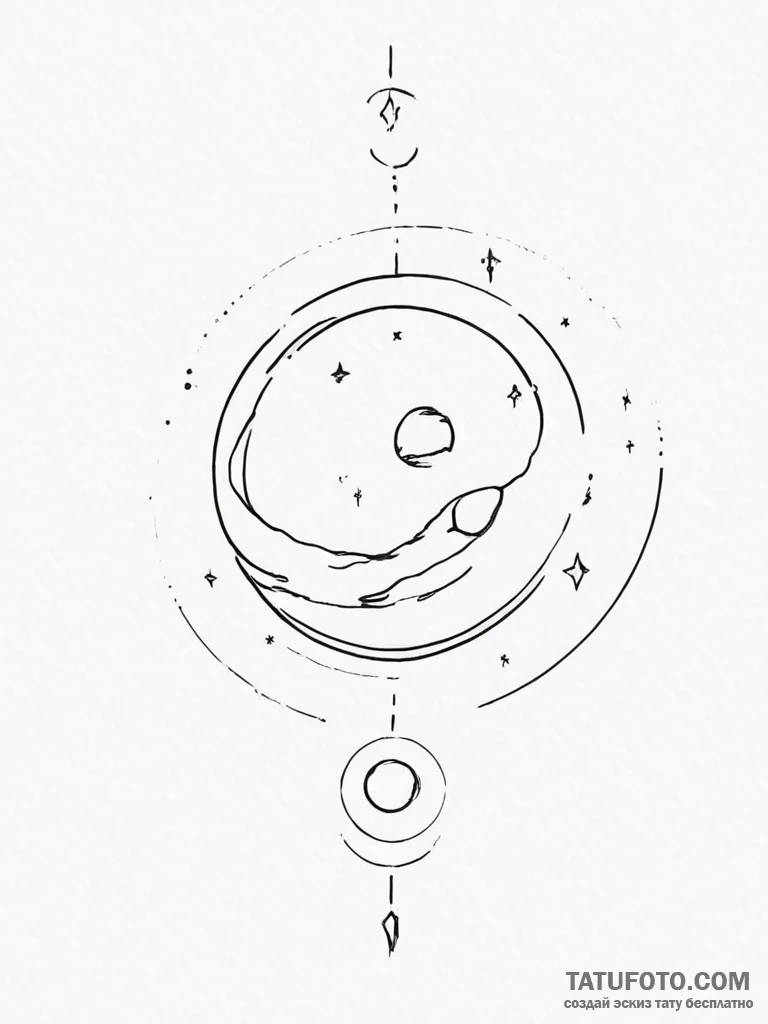 Tattoo sketch a small, elegant planet (e.g.,... - эскиз тату (№1755279667_0, 15.08.2025 17:41) — Tatufoto.com