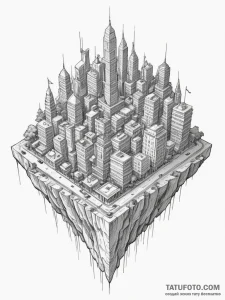 Tattoo design an isometric view of a futurist... - эскиз тату (№1755280261_0, 15.08.2025 17:51) — Tatufoto.com