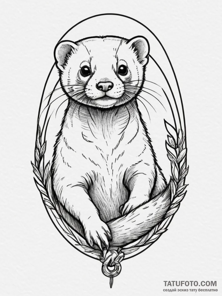 Ferret, tattoo sketch design, on a clean whit... - эскиз тату (№1755281265_0, 15.08.2025 18:07) — Tatufoto.com