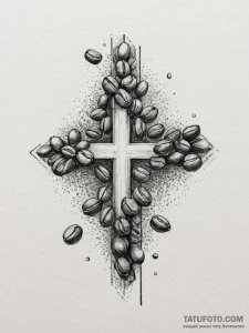 A close-up of roasting coffee beans., artisti... - эскиз тату (№1755282281_0, 15.08.2025 18:24) — Tatufoto.com