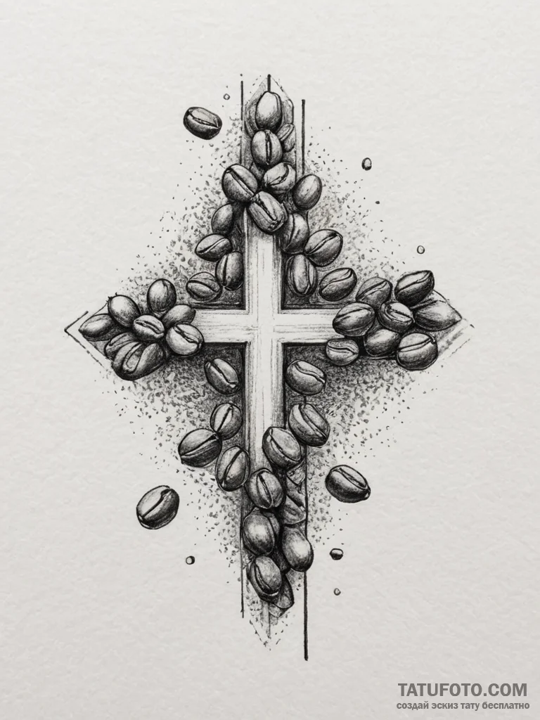 A close-up of roasting coffee beans., artisti... - эскиз тату (№1755282281_0, 15.08.2025 18:24) — Tatufoto.com