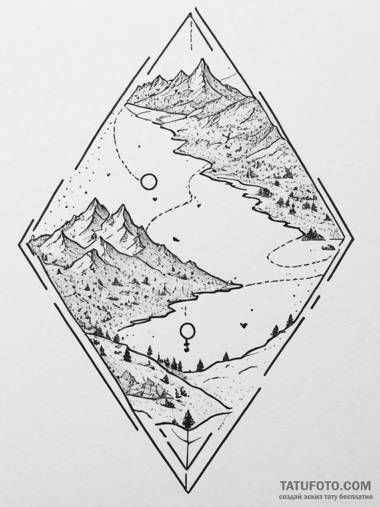 Tattoo design a simple map line tracing a sha... - эскиз тату (№1755282676_0, 15.08.2025 18:31) — Tatufoto.com