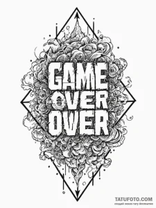 Tattoo design a glowing 'game over' screen me... - эскиз тату (№1755283473_0, 15.08.2025 18:44) — Tatufoto.com