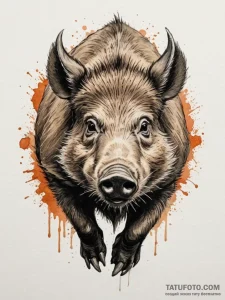 Tattoo sketch a wild boar, tusks gleaming, fo... - эскиз тату (№1755284469_0, 15.08.2025 19:01) — Tatufoto.com