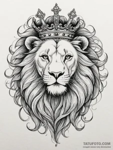 Tattoo sketch a regal leo lion, with a flowin... - эскиз тату (№1755286067_0, 15.08.2025 19:27) — Tatufoto.com