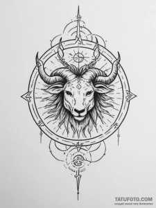 Tattoo sketch a zodiac glyph where half is cl... - эскиз тату (№1755286678_0, 15.08.2025 19:37) — Tatufoto.com