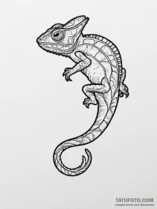 Chameleon, tattoo sketch design, minimalist t... - эскиз тату (№1755286872_0, 15.08.2025 19:41) — Tatufoto.com