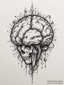 Tattoo design a brain with a joystick growing... - эскиз тату (№1755287283_0, 15.08.2025 19:48) — Tatufoto.com