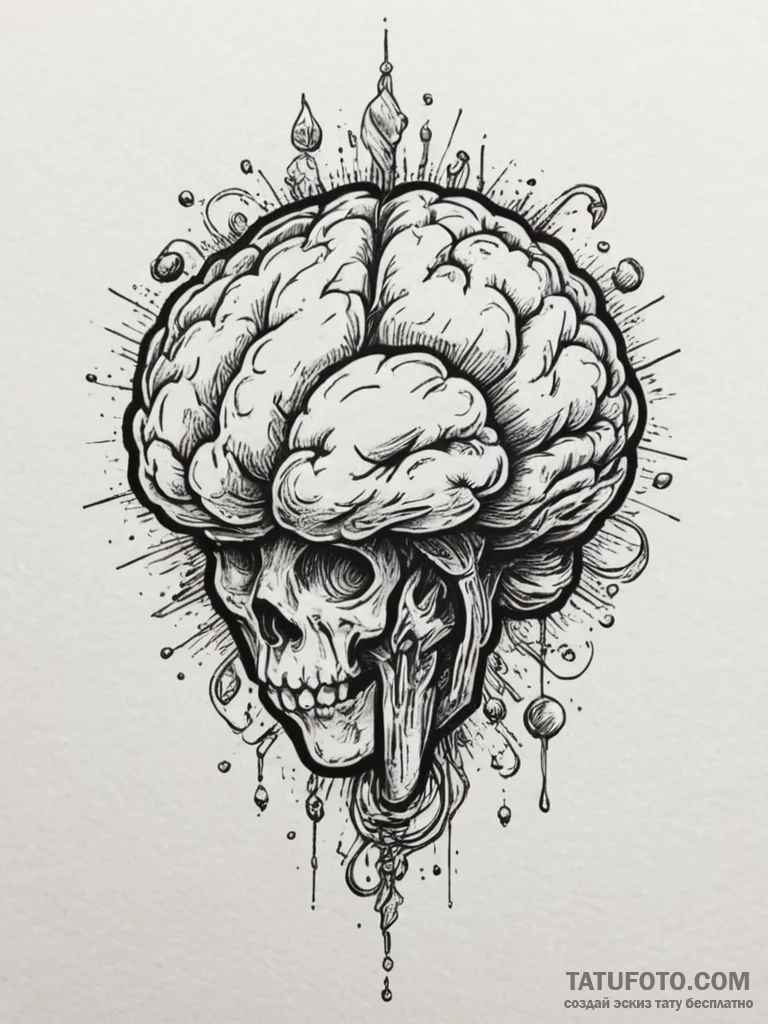 Tattoo design a brain with a joystick growing... - эскиз тату (№1755287283_0, 15.08.2025 19:48) — Tatufoto.com