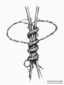 Tattoo sketch a single, strong strand of barb... - эскиз тату (№1755287481_0, 15.08.2025 19:51) — Tatufoto.com