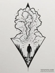Tattoo sketch a silhouette of a man standing... - эскиз тату (№1755287675_0, 15.08.2025 19:54) — Tatufoto.com