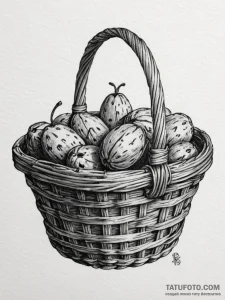 A close-up of a woven basket's texture., tatt... - эскиз тату (№1755288668_0, 15.08.2025 20:11) — Tatufoto.com