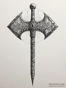 Tomahawk, tattoo sketch design, on a clean wh... - эскиз тату (№1755288866_0, 15.08.2025 20:14) — Tatufoto.com