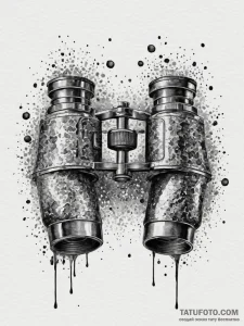 Tattoo sketch a pair of binoculars focused on... - эскиз тату (№1755289079_0, 15.08.2025 20:17) — Tatufoto.com