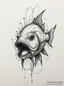 A deep-sea anglerfish with a bioluminescent l... - эскиз тату (№1755290264_0, 15.08.2025 20:37) — Tatufoto.com