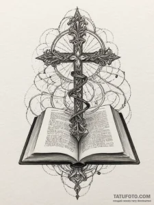 An open book with a fantasy world growing out... - эскиз тату (№1755290863_0, 15.08.2025 20:47) — Tatufoto.com