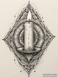 Tattoo design a single, dripping candle, evok... - эскиз тату (№1755291060_0, 15.08.2025 20:51) — Tatufoto.com