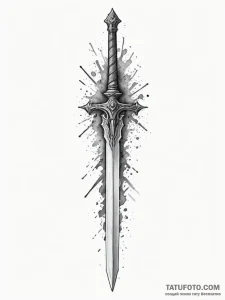 Tattoo design a tiny pixelated sword linework... - эскиз тату (№1755292248_0, 15.08.2025 21:10) — Tatufoto.com