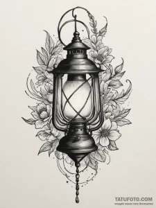 Tattoo sketch a stylized lantern casting eeri... - эскиз тату (№1755293629_0, 15.08.2025 21:33) — Tatufoto.com