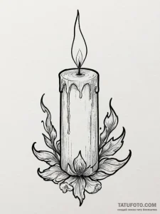 A close-up of a burning candle wick, the flam... - эскиз тату (№1755294223_0, 15.08.2025 21:43) — Tatufoto.com