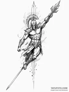 Tattoo sketch a spartan spear with an abstrac... - эскиз тату (№1755295410_0, 15.08.2025 22:03) — Tatufoto.com