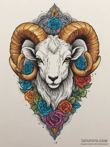 Tattoo sketch an aries ram's head half dotwor... - эскиз тату (№1755296401_0, 15.08.2025 22:20) — Tatufoto.com