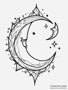 Tattoo design a crescent moon with a smaller... - эскиз тату (№1755296798_0, 15.08.2025 22:26) — Tatufoto.com