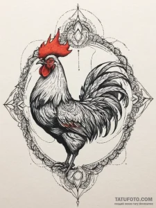 Rooster, artistic tattoo sketch, vibrant colo... - эскиз тату (№1755296999_0, 15.08.2025 22:29) — Tatufoto.com