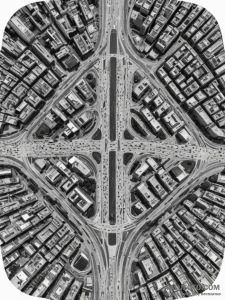 A drone shot of a perfectly symmetrical urban... - эскиз тату (№1755318372_0, 16.08.2025 04:26) — Tatufoto.com