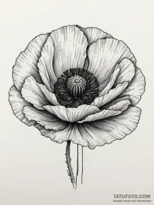 Tattoo sketch a vibrant poppy, with bold wate... - эскиз тату (№1755319561_0, 16.08.2025 04:46) — Tatufoto.com