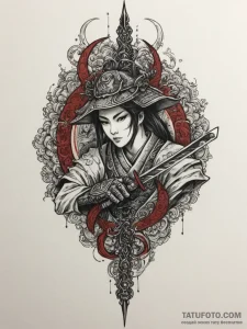 Tattoo design a samurai's traditional fan wit... - эскиз тату (№1755320570_0, 16.08.2025 05:02) — Tatufoto.com