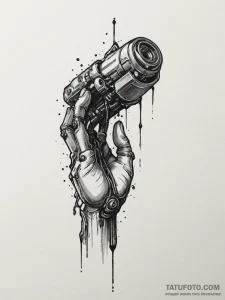 Johnny silverhand's robotic arm from cyberpun... - эскиз тату (№1755322173_0, 16.08.2025 05:29) — Tatufoto.com