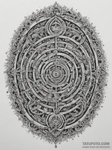 Tattoo sketch a labyrinth where the center is... - эскиз тату (№1755323386_0, 16.08.2025 05:49) — Tatufoto.com
