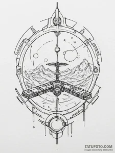 Tattoo design a stylized space station interi... - эскиз тату (№1755324802_0, 16.08.2025 06:13) — Tatufoto.com