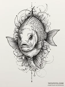 Crucian carp, artistic tattoo sketch, fine li... - эскиз тату (№1755325003_0, 16.08.2025 06:16) — Tatufoto.com