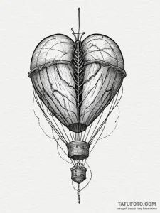 A hot air balloon made from a stitched-togeth... - эскиз тату (№1755326815_0, 16.08.2025 06:46) — Tatufoto.com