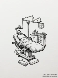 A sterile, modern operating room in a hospita... - эскиз тату (№1755328628_0, 16.08.2025 07:17) — Tatufoto.com