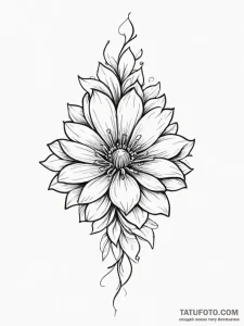 Tattoo design a silhouette of a flower, with... - эскиз тату (№1755330830_0, 16.08.2025 07:53) — Tatufoto.com